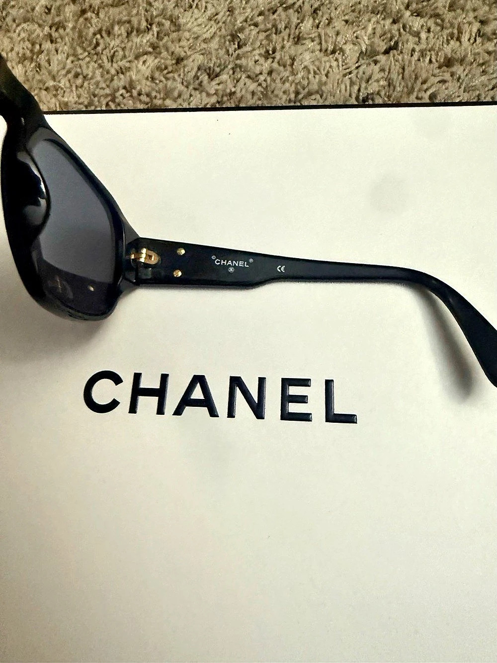 Chanel Square Sunglasses 5435 C.622/S6 Black Sunglasses Like New - Picture 4 of 5